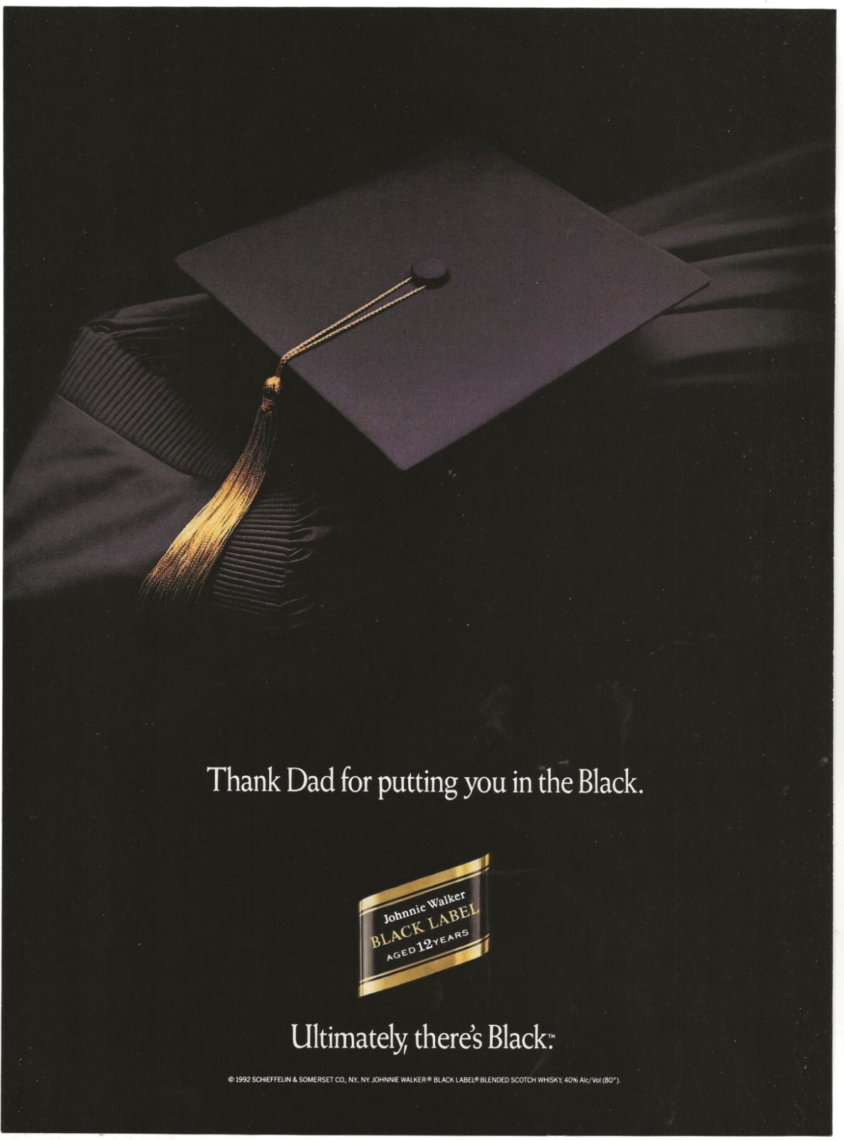 Vintage Print Ad Johnnie Walker Black - Thank Dad For Putting You In The Black