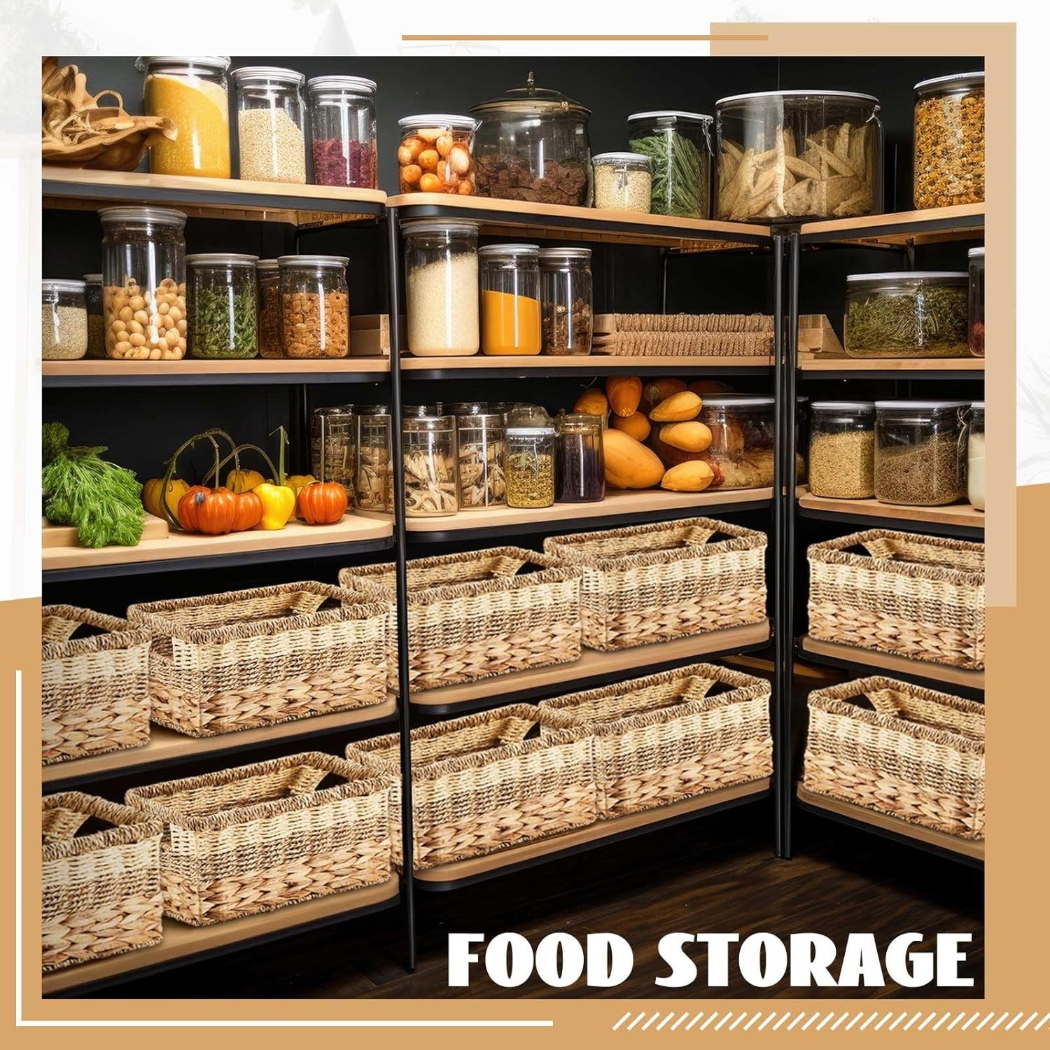 4 Pack Wicker Storage Basket for Organizing, Woven Baskets with Handles for
