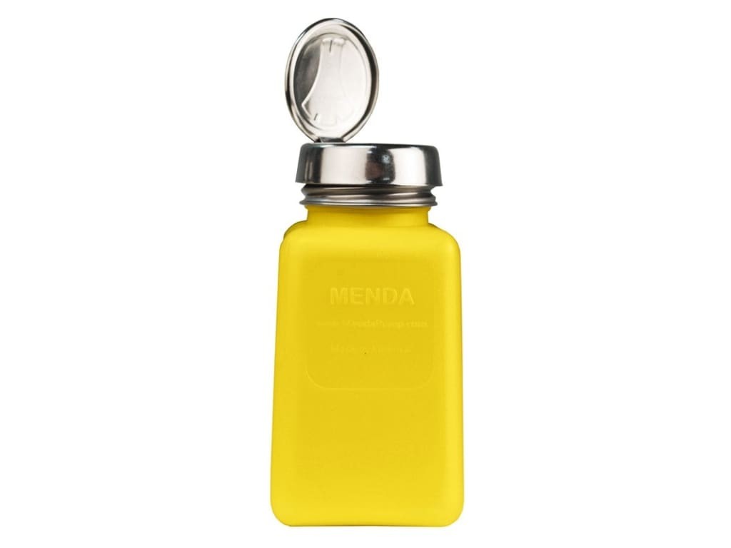 Menda 35276 - durAstatic dissipative HDPE yellow square bottle w/one-touch pump,