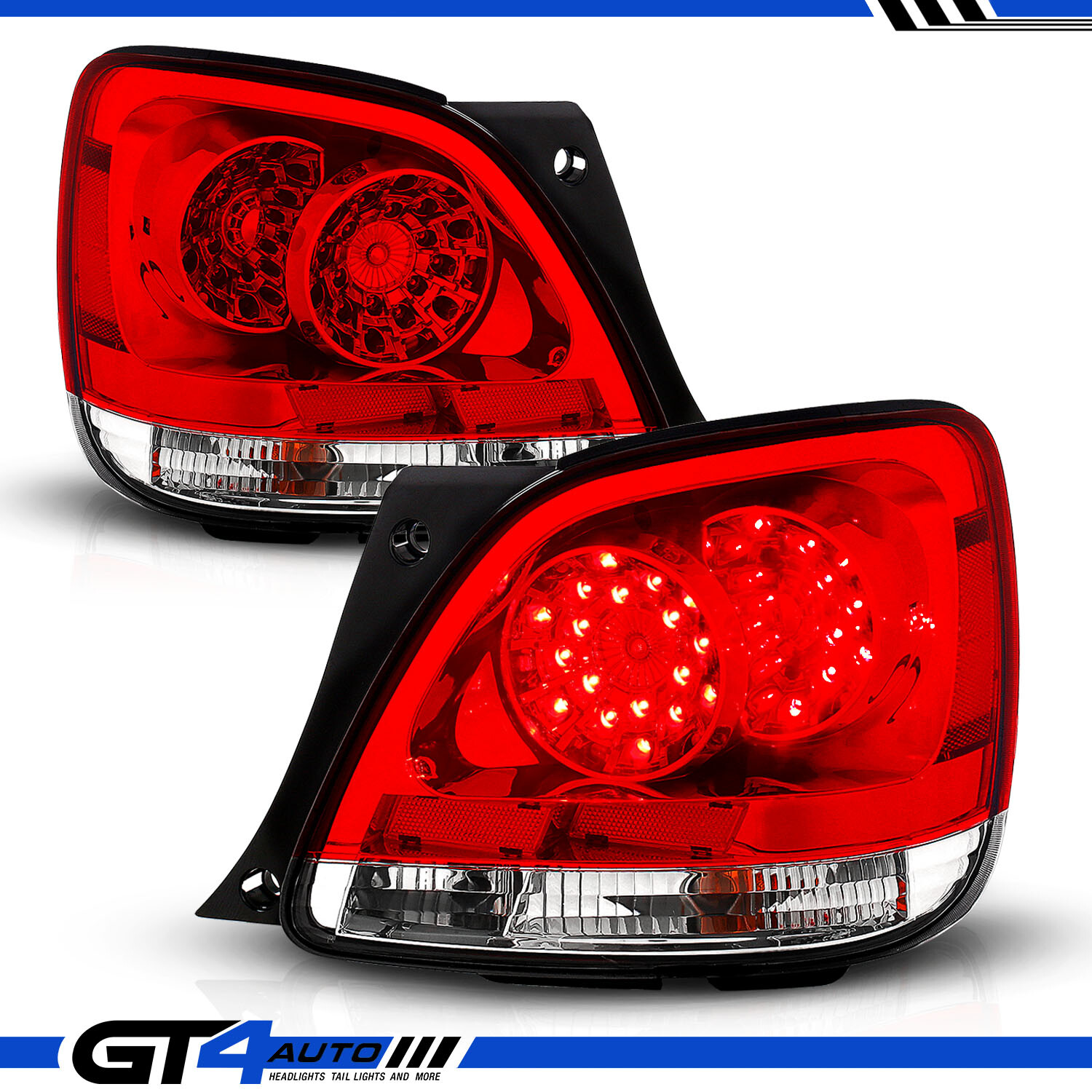 For 98-05 Lexus GS300 400 430 Red Clear LED Rear Brake Tail Lights 2pcs Set