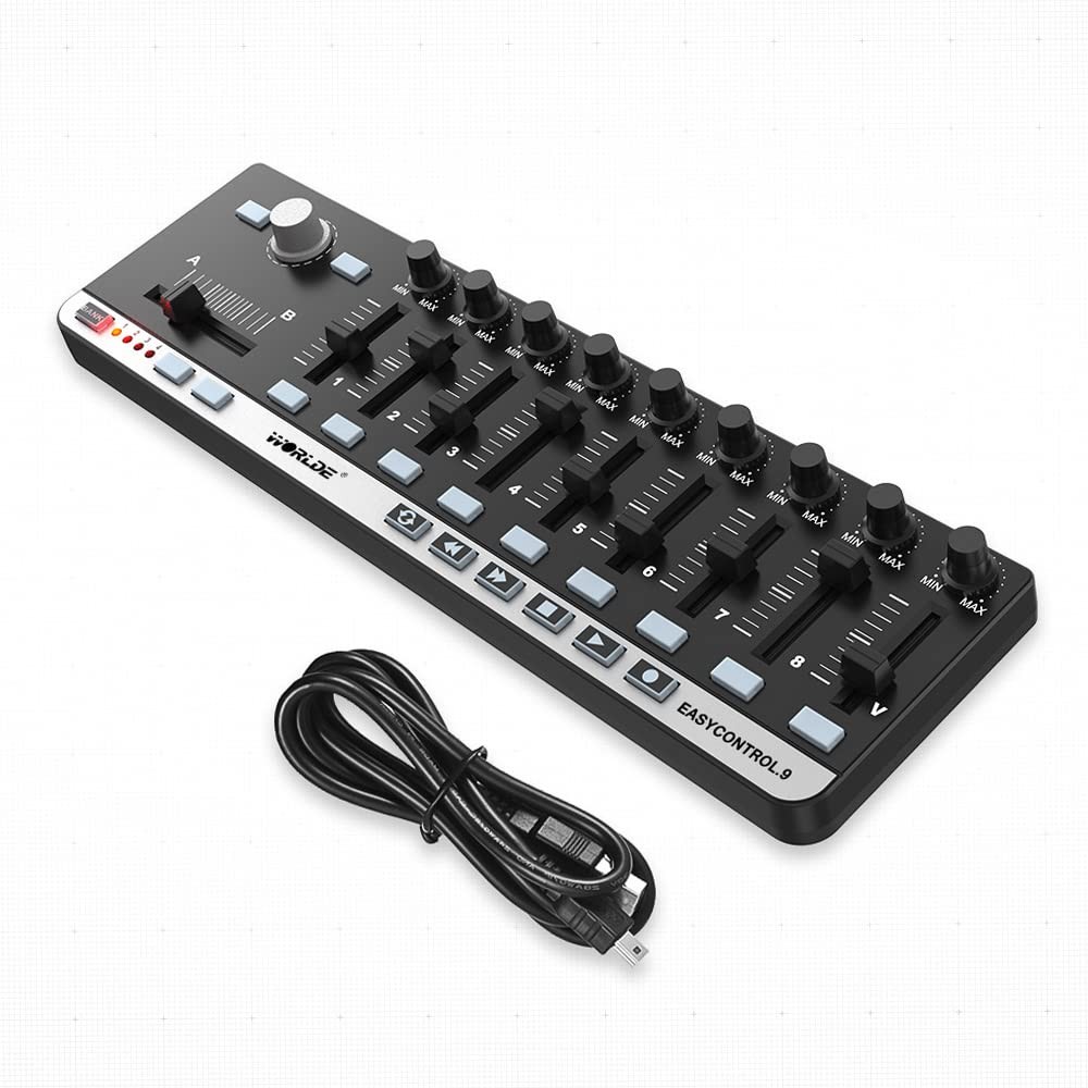 Portable Mini USB 9 Slim-Line Control MIDI Controller Keyboard Controller