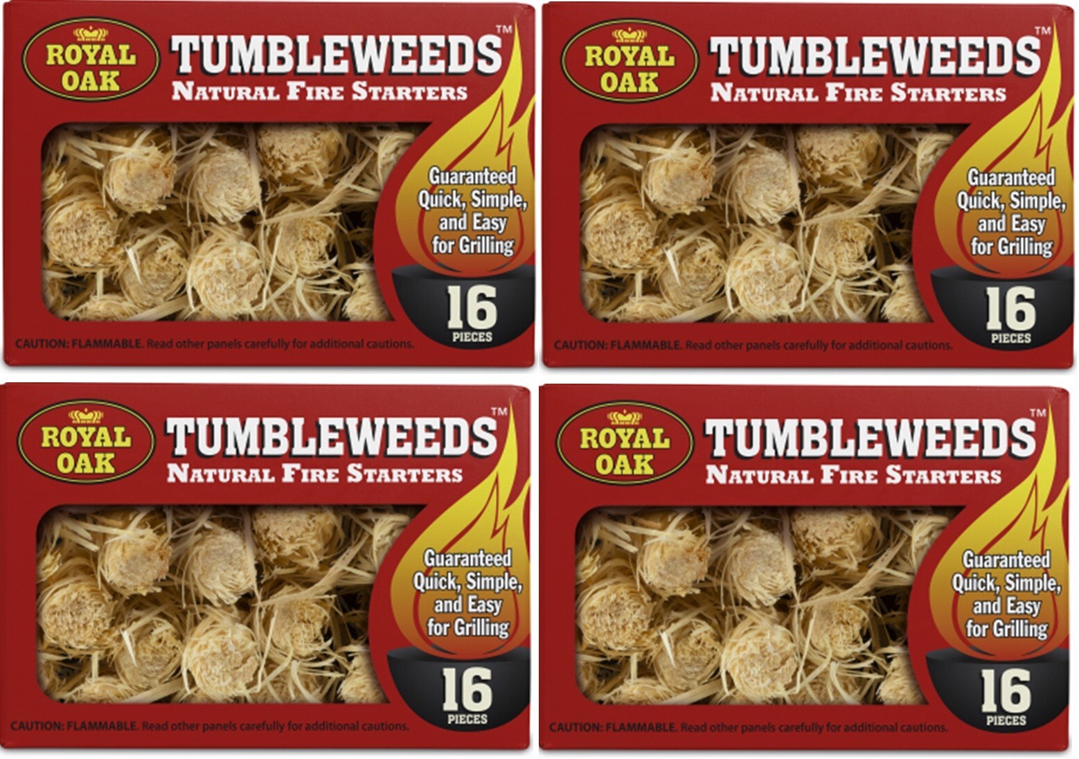 Royal Oak 205-228-448 Tumbleweeds 16 Count Natural Fire Starters - Pack of 4