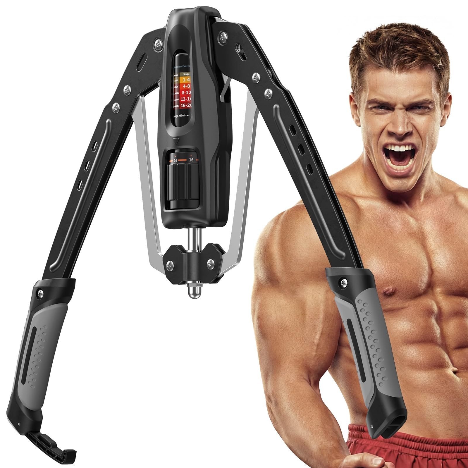 Merach Twister Arm Trainer, 22-440lb Hydraulic Power, Adjustable Home Chest E...
