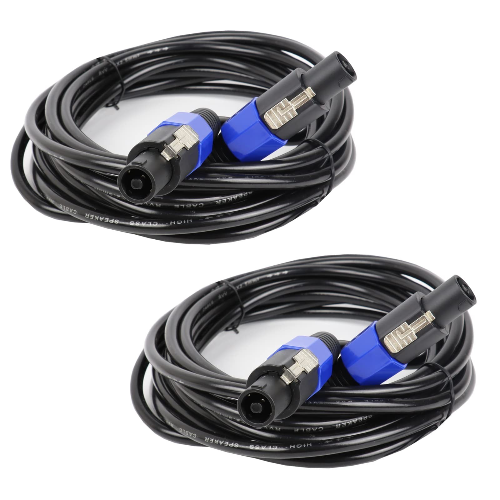 HBU 20 Feet Pack of 2 Speakon Cables - Pro PA Speak-On to Speak-ON Male Cable...