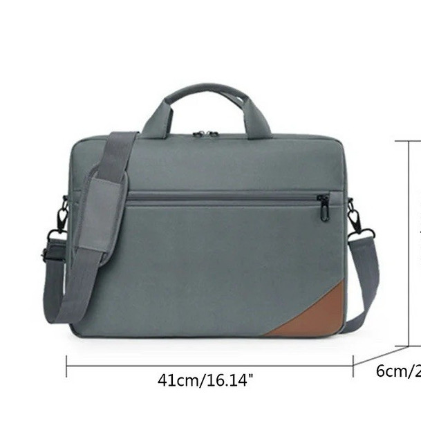 Gray Padded 15 in Laptop Shoulder/Messenger Bag Polyester Solid 41x30x6cm