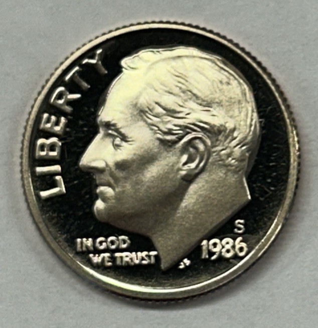1986 S Proof Roosevelt Dime From Proof Set With Free Shipping