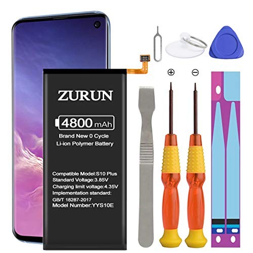 Galaxy S10 Plus Battery ZURUN 4800mAh Li-Polymer Battery EB-BG975ABU Replacement