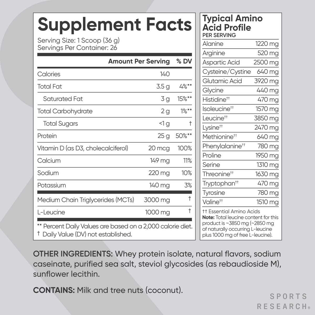 Whey Protein Isolate Sports Nutrition 2lb Bag Creamy Vanilla Powder 26 Servings