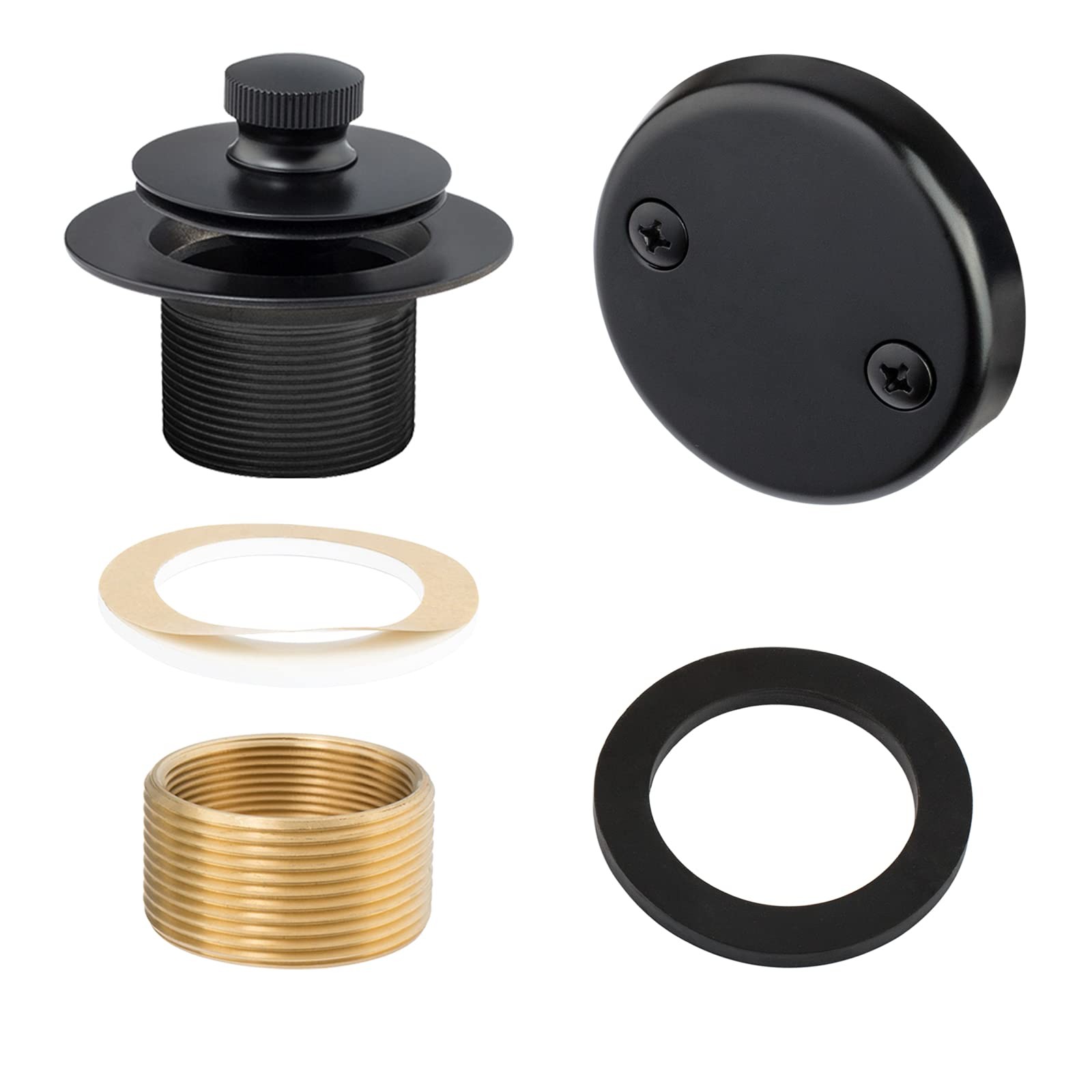 Matte Black Lift & Turn Tub Trim Set with 3 x 0.5 x 3 inches, Matt