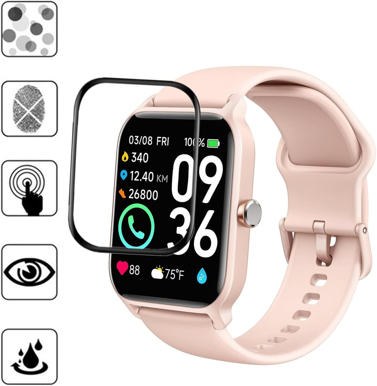 Screen Protector for IDW13 Smart Watch 1.8", 3D Full Coverage Protective Film