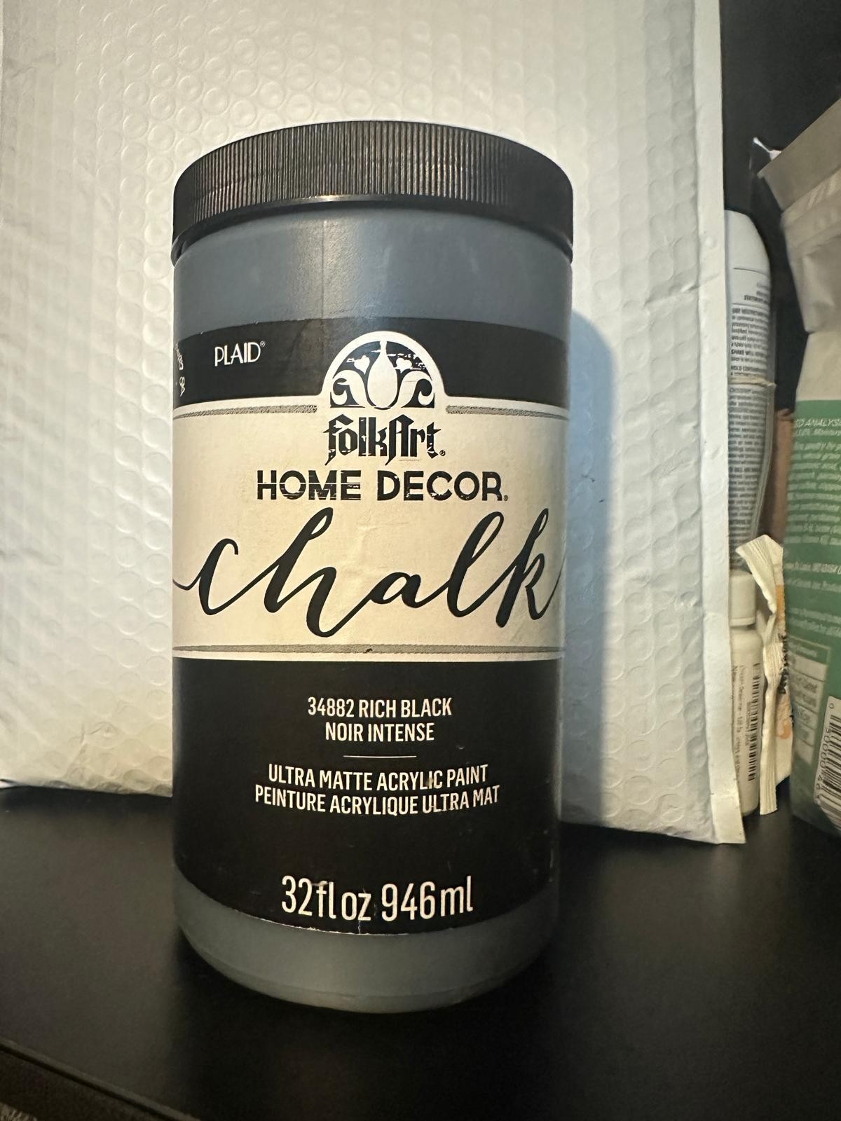 FolkArt Home Decor Chalk Paint 32oz – Rich Black Furniture & Craft Paint