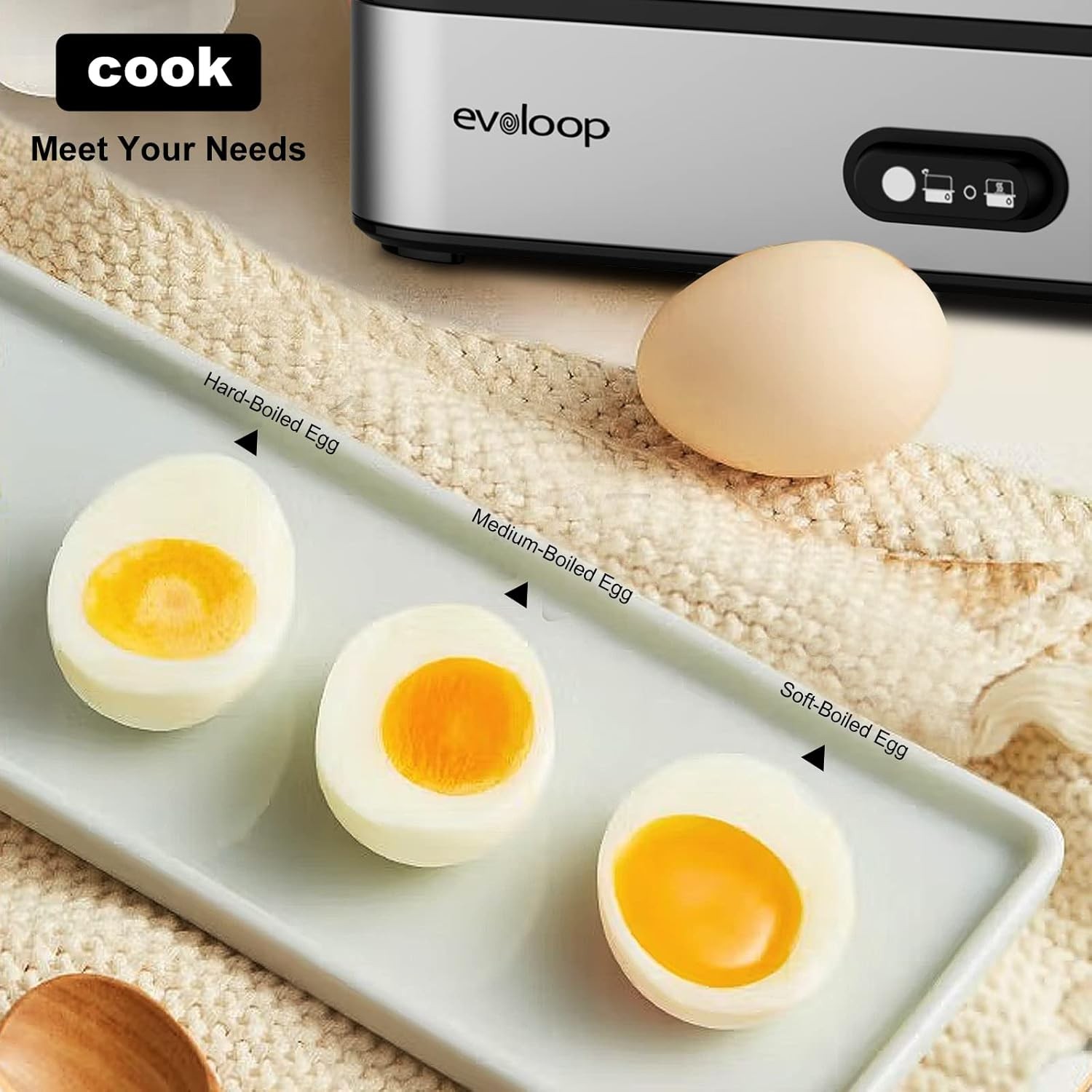Rapid Egg Cooker Electric 6 Eggs Capacity, Soft, Medium, Hard Boiled, Sliver