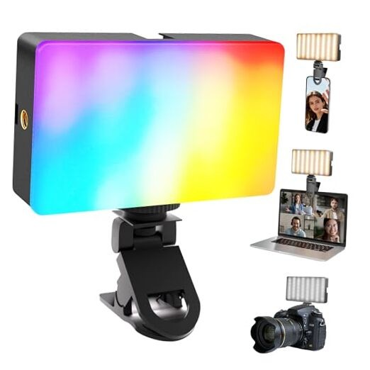 138 LED Beads Phone Light, 360° Full Color Camera Light with RGB Selfie Light