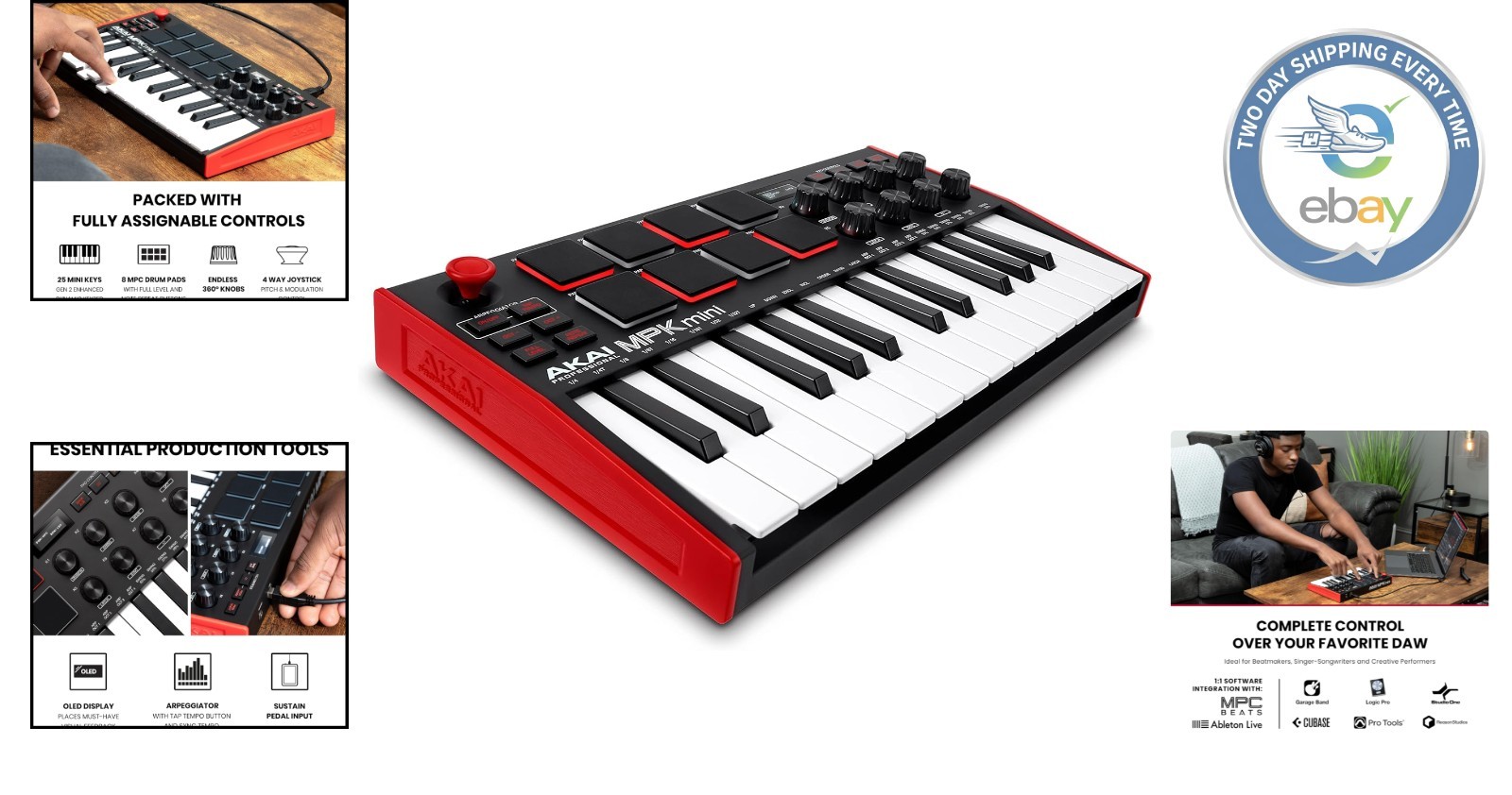 Compact MPK Mini MK3 MIDI Controller: 8 Pad MIDI Controller with NKS Integration