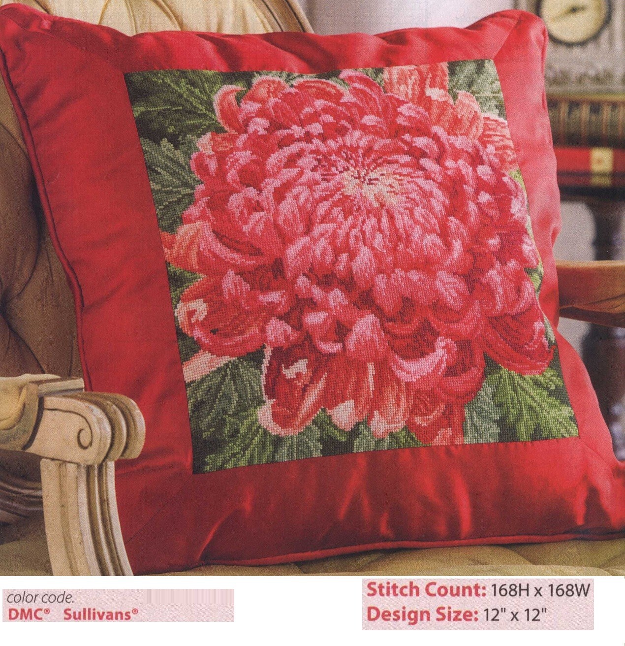 CHRYSANTHEMUM PILLOW  CROSS STITCH PATTERN ONLY - YD  EYEW