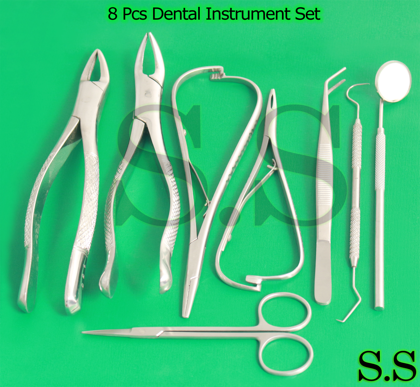 08 Pcs Dental Instrument Set College/Extracting Forcep/Mathieu/Mirror DN-450