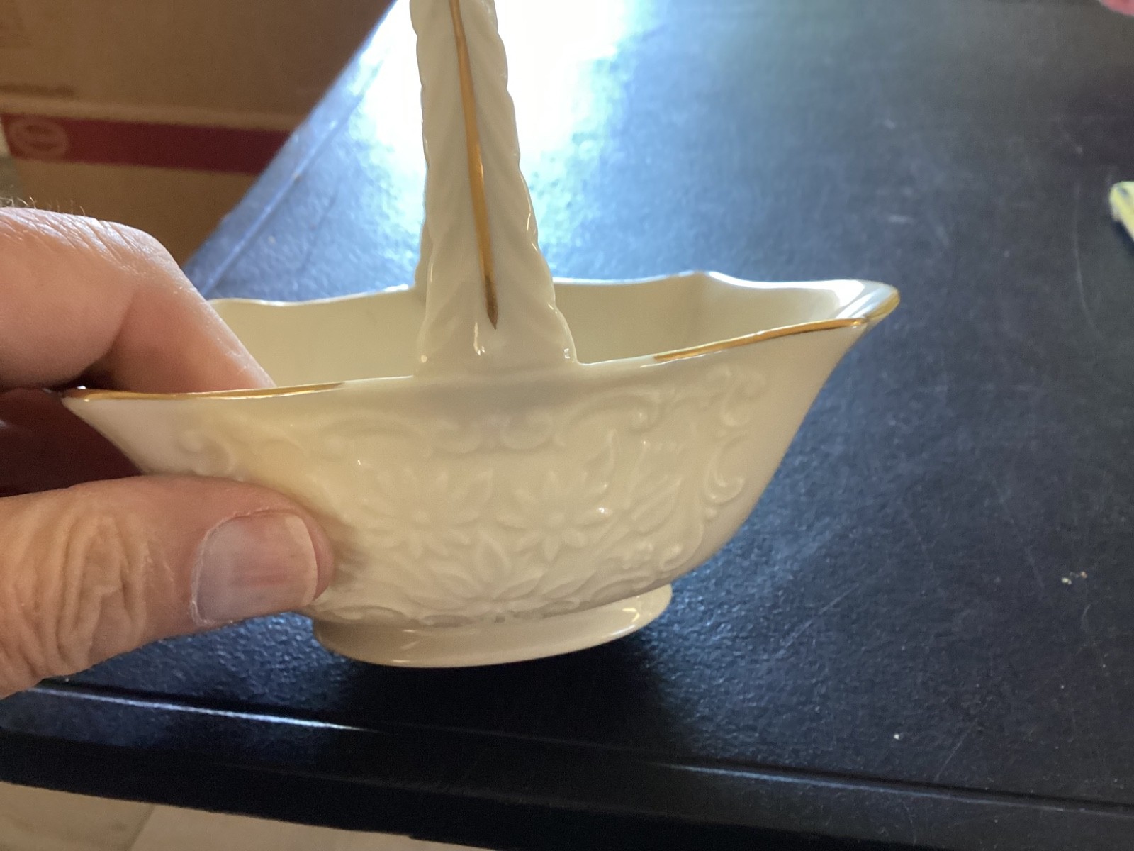 Lenox Oval Shaped Gold Trim China Basket
