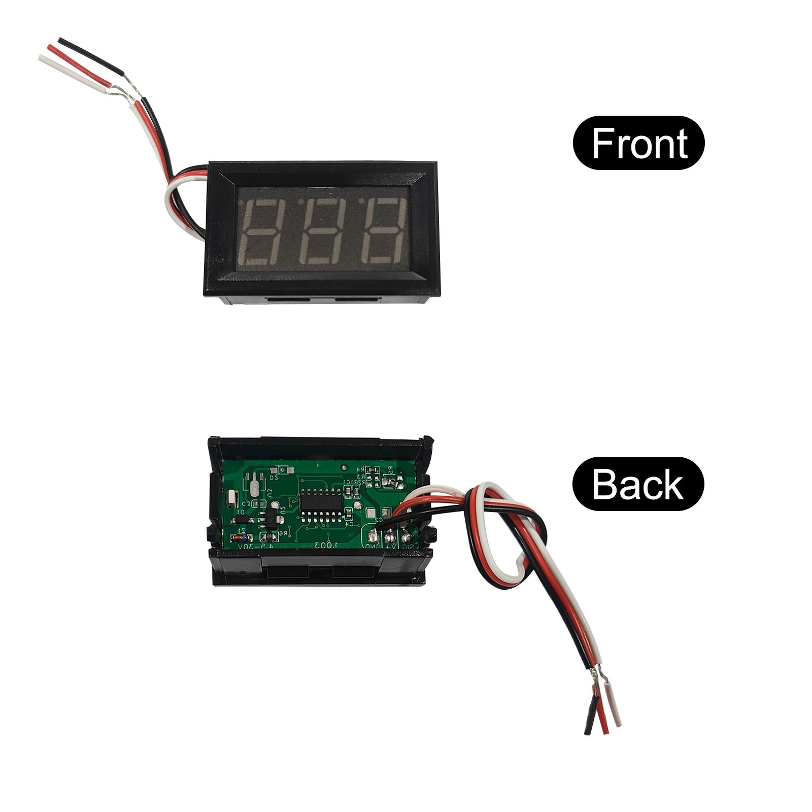 3-Wire DC 0-30V LED Digital Voltmeter (Red/Green/Blue)