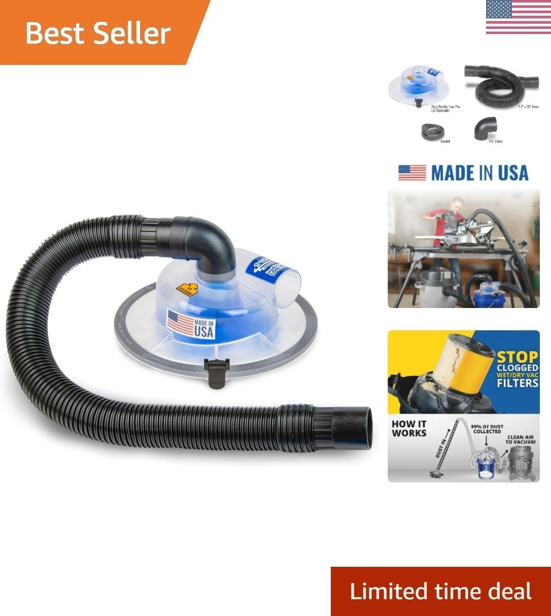 Dust Deputy Low-Pro Plus Cyclone Dust Separator – Engineered High Flow Wet/Dr...