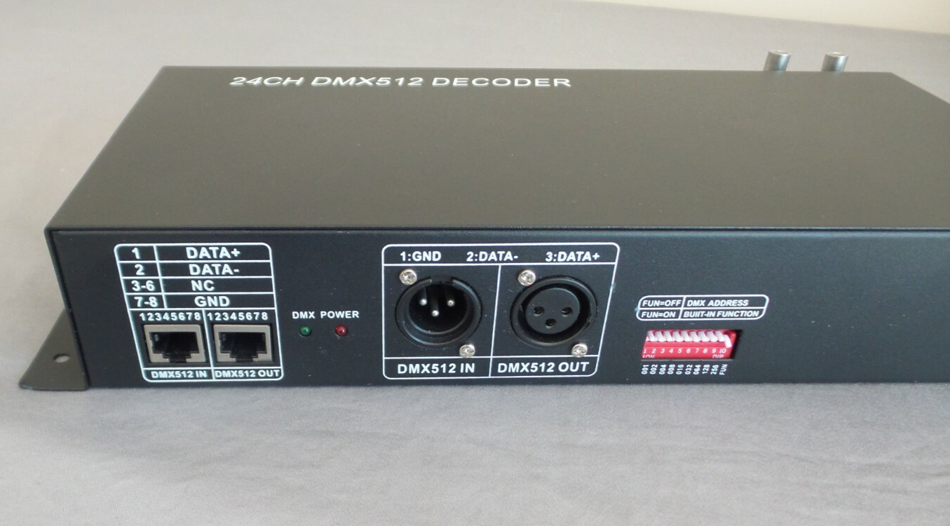 24 CH Channel DMX512 Decoder DC 12V-24V Lighting System Black