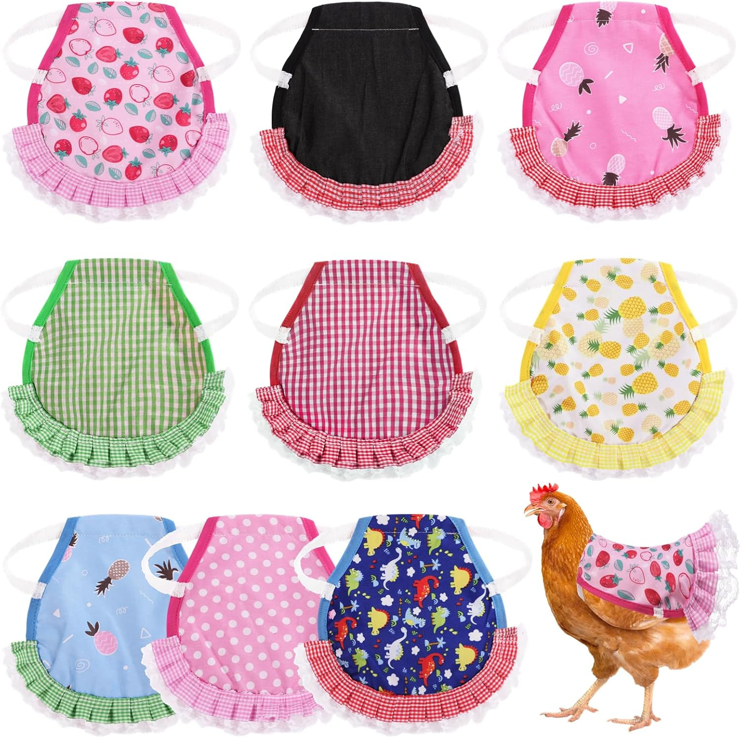 9 Pcs Chicken Saddles For Hens, Waterproof Chicken Aprons with Elastic Straps, C