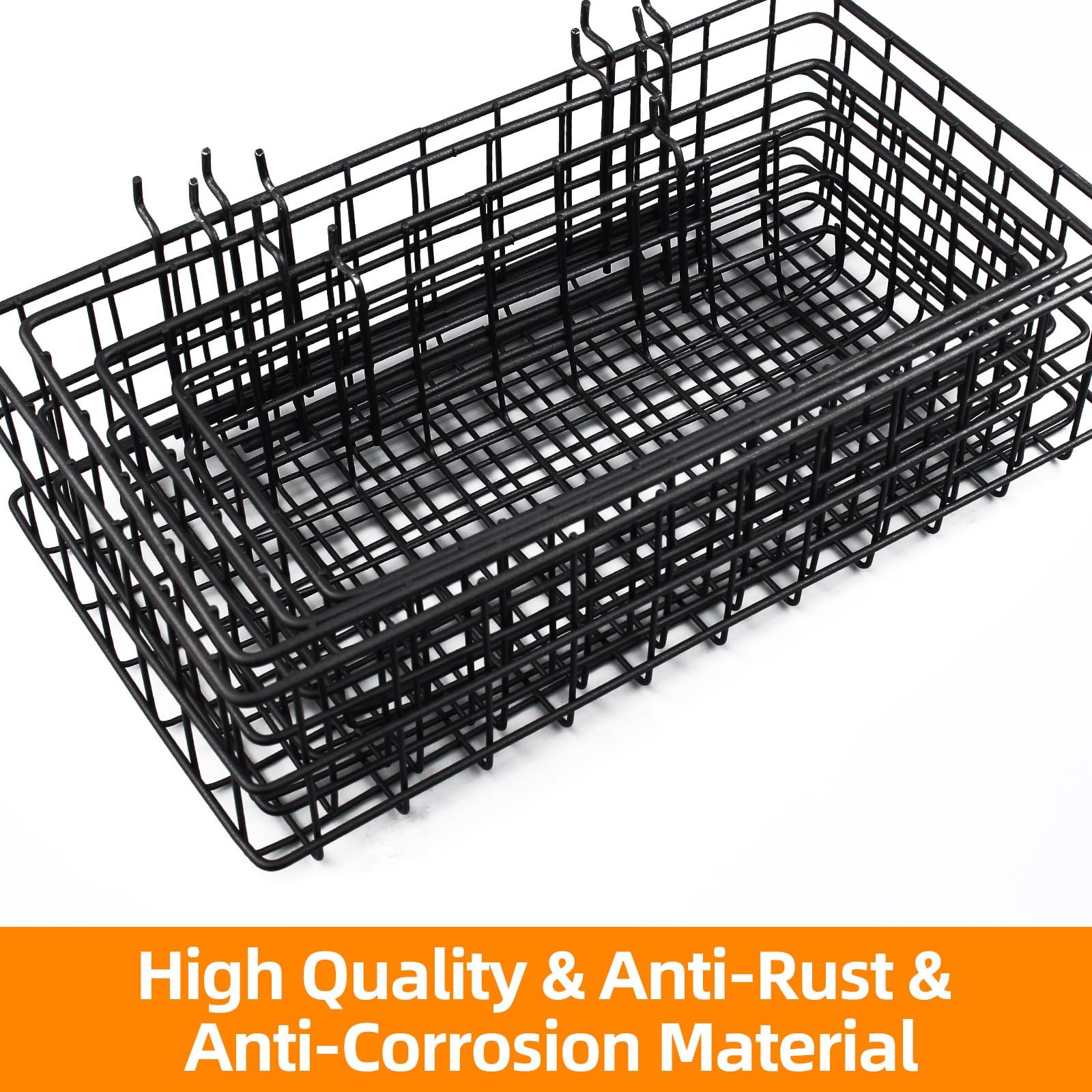 NOEAIKE 4 Pack Pegboard Baskets Hooks Set, Square Style 4 Size Peg Board Orga...