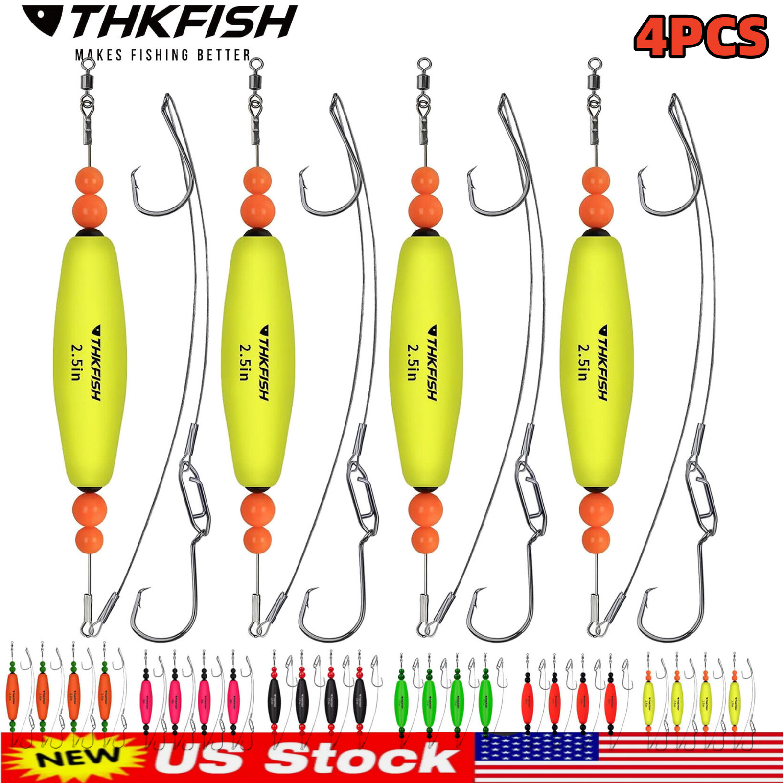 THKFISH 4PCS Fishing Float Bobbers Catfish Float Rigs Foam Peg Floats Bait Rigs