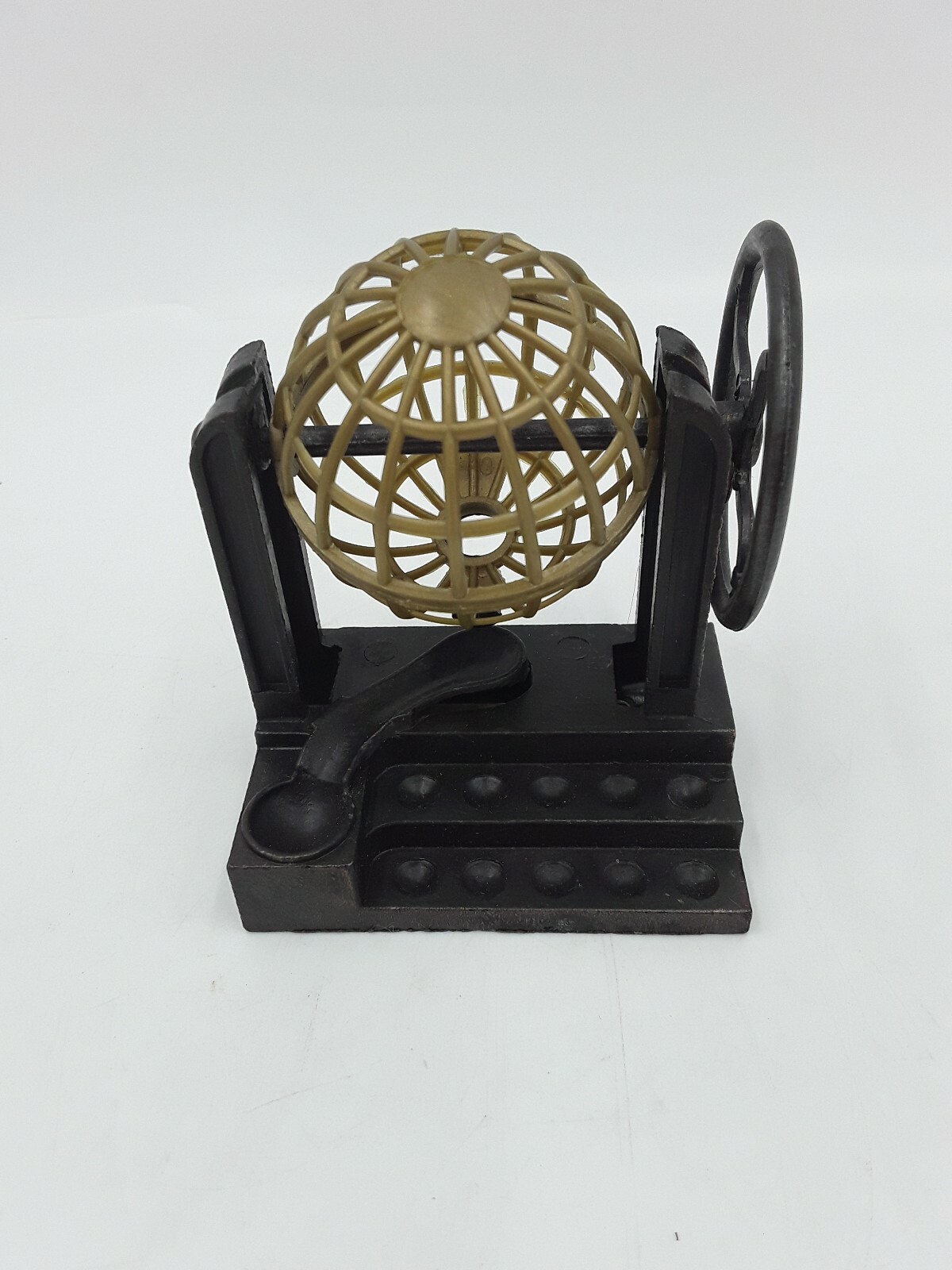 Vtg Die Cast Lottery Wheel Bingo Ball Metal Pencil Sharpener. Desk Figure