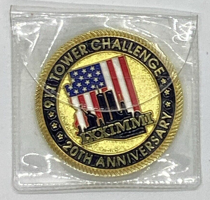 911 Tower Challenge 20th Anniversary 2" Challenge Coin Never Forgotten NOS NEW