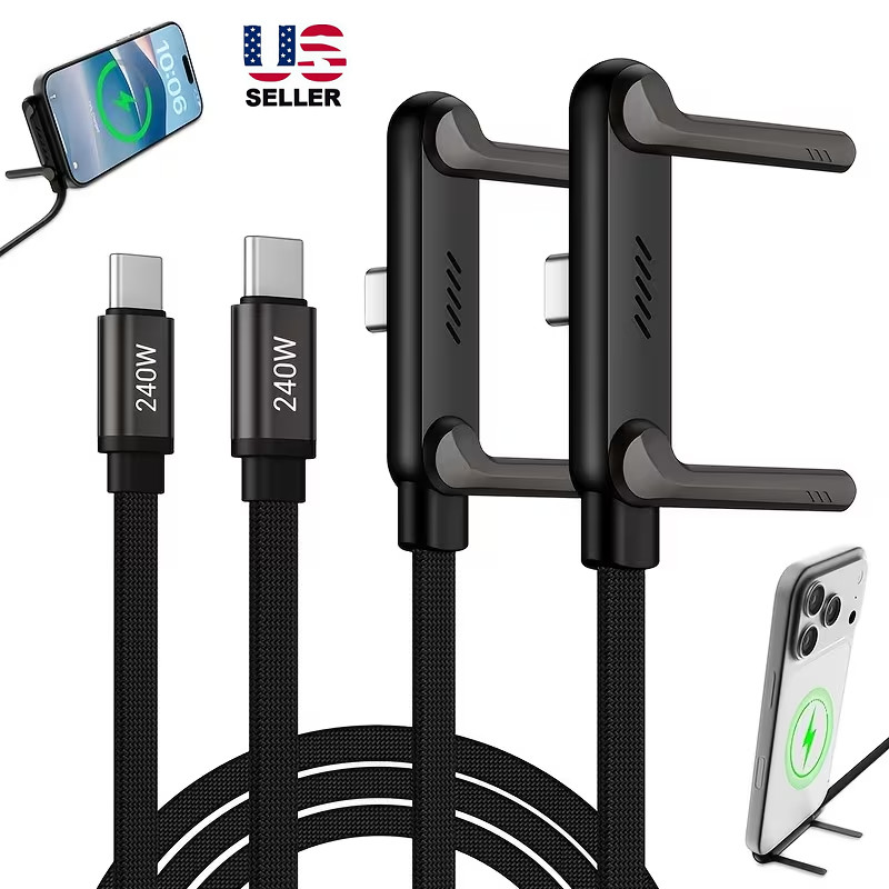 2-in-1 Invisible Holder Charger Cable 240W Fast Charging Cord with Phone Stand