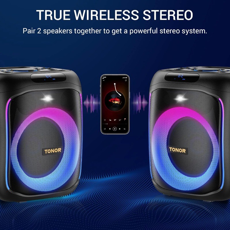 Karaoke Machine with 2 Wireless Microphones Portable Bluetooth and Speaker Light