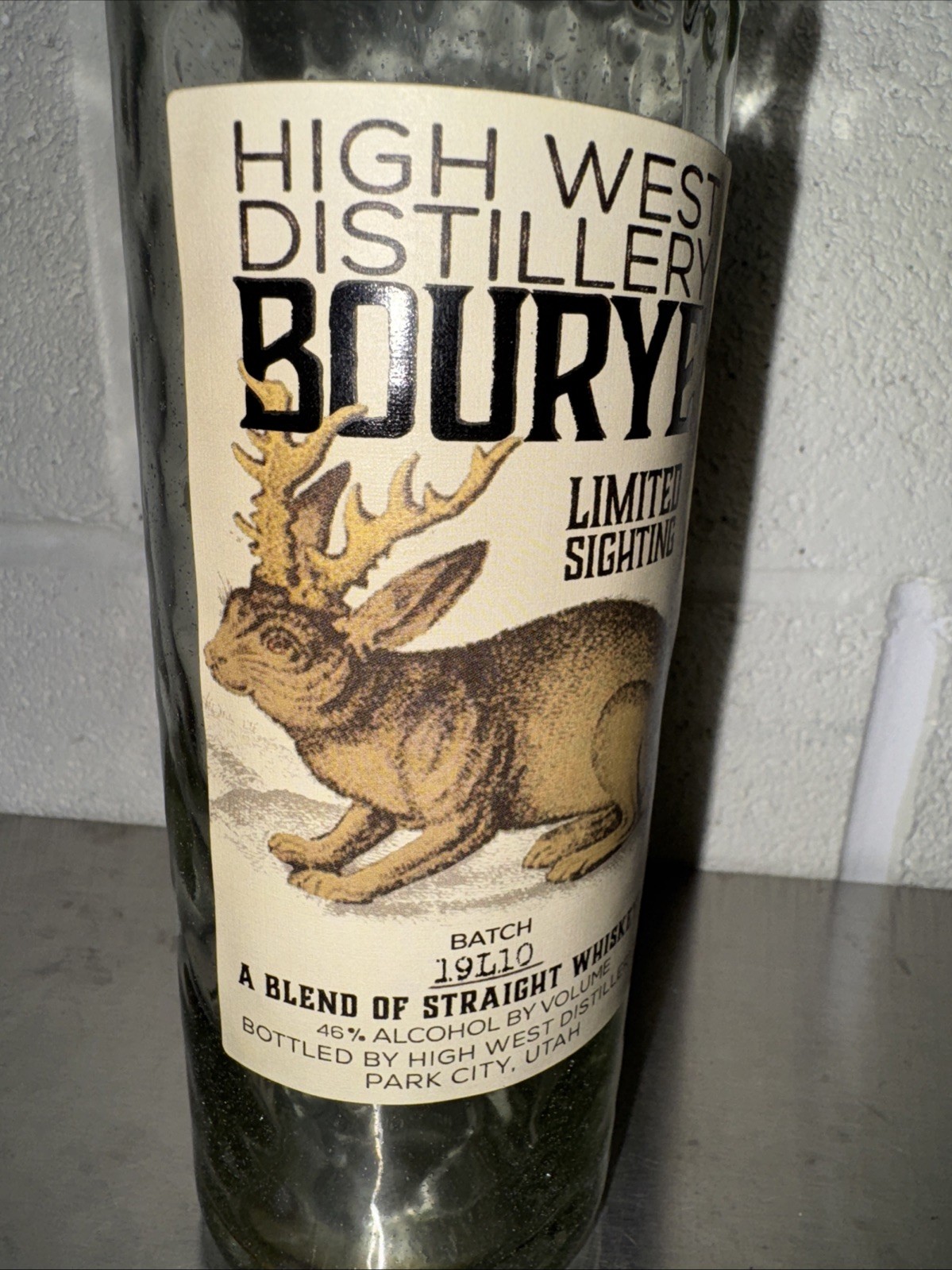 High West Bourye Bottle Rare Batch 19L10 Limited Sighting Empty Bourbon Glass