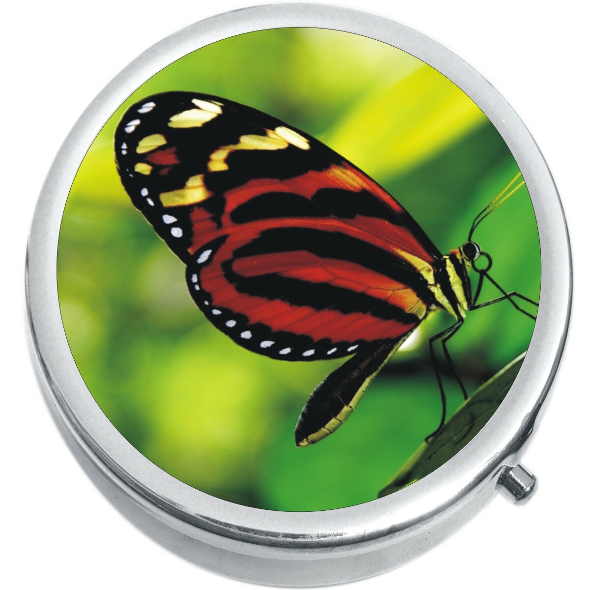 Dark Orange Butterfly  Medicine Vitamin Pill Box