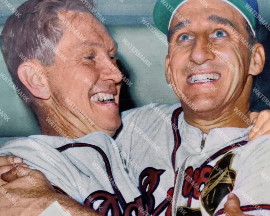 GT994 Red Schoendienst -Warren Spahn Milwaukee  8x10 11x14 16x20 Colorized Photo