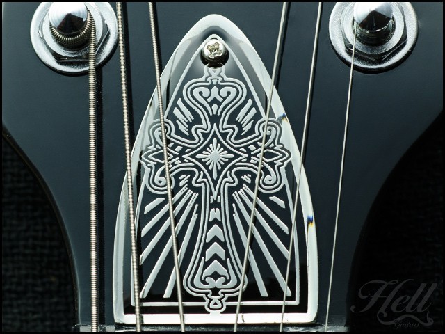 "CROSS" 100% Brass Diecast Truss Rod Cover. Fits most PRS (US models).
