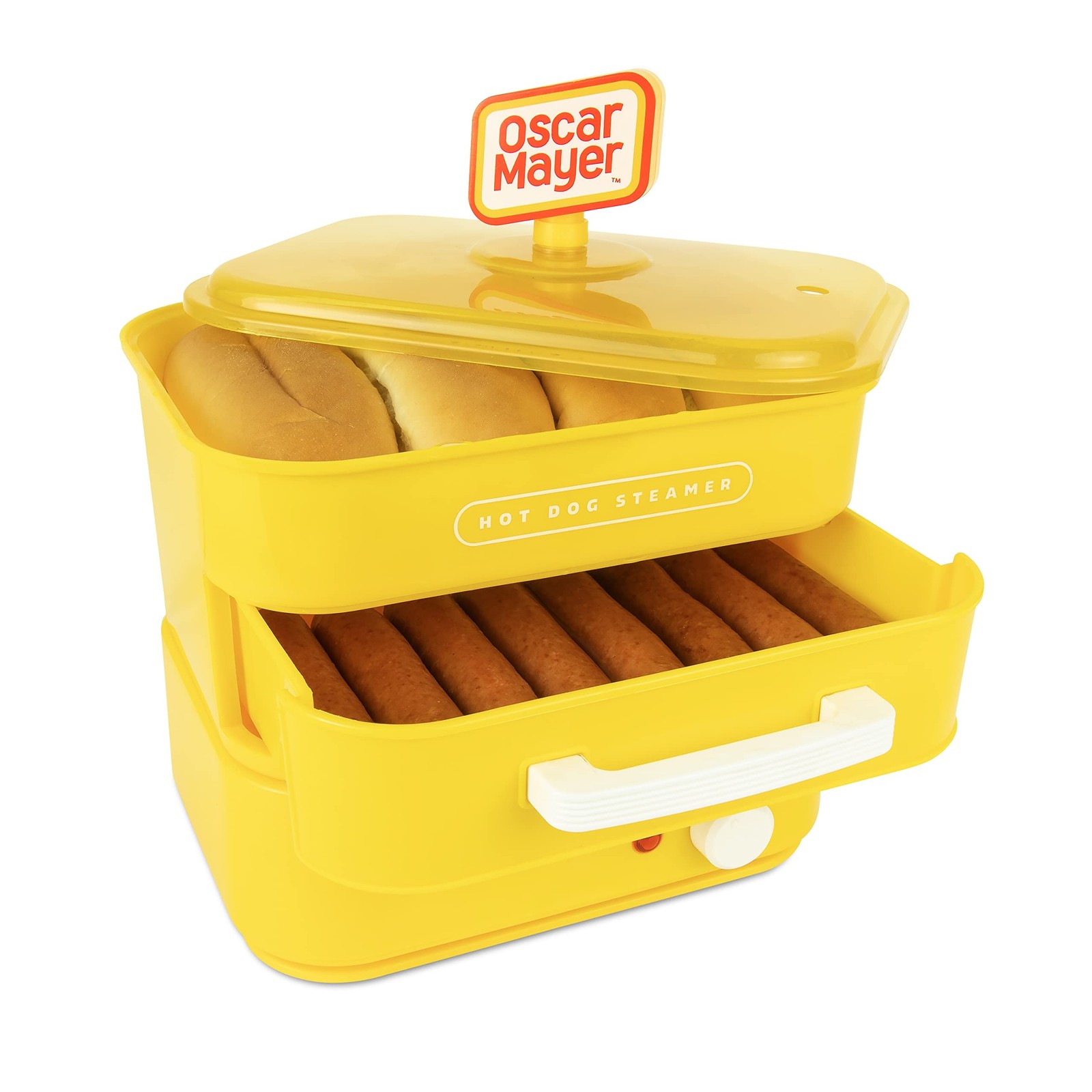 Nostalgia Oscar Mayer Diner-Style Hot Dog Steamer and Bun Warmer, 8 Hot Dog a...
