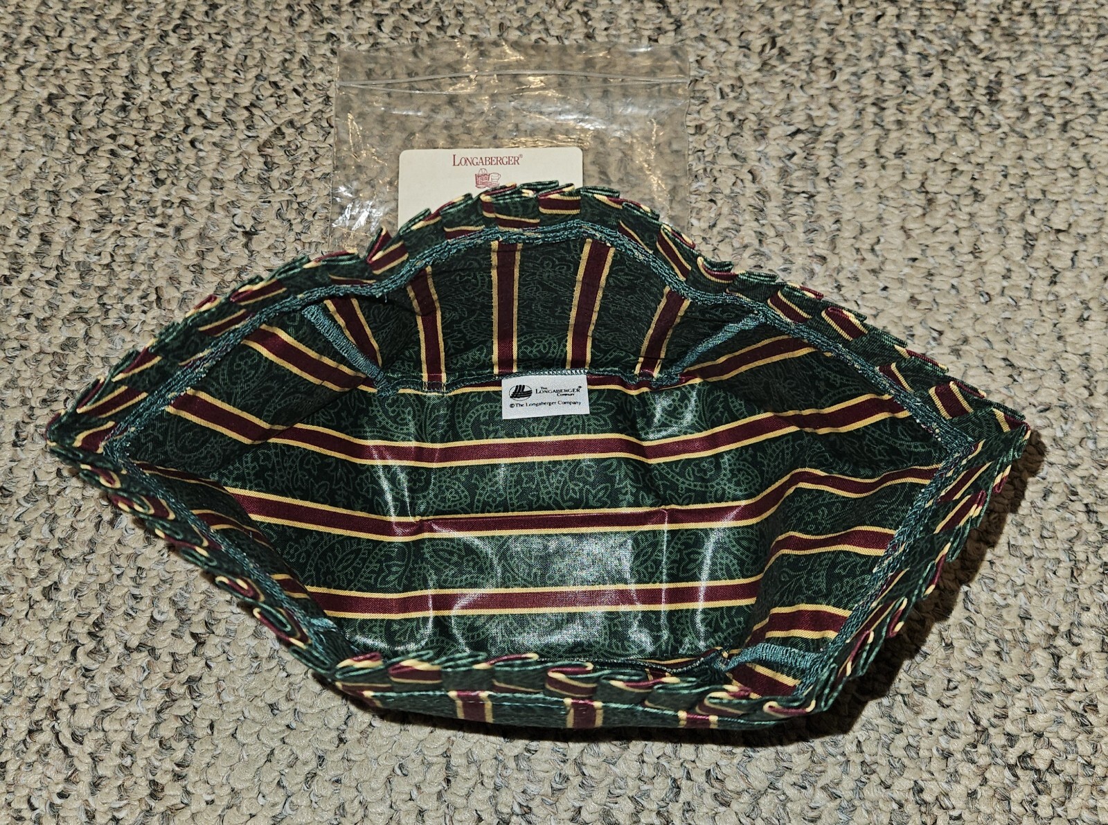 LONGABERGER LINER "Jingle SU I Stripe" #279288 New In Bag Christmas Basket Cloth