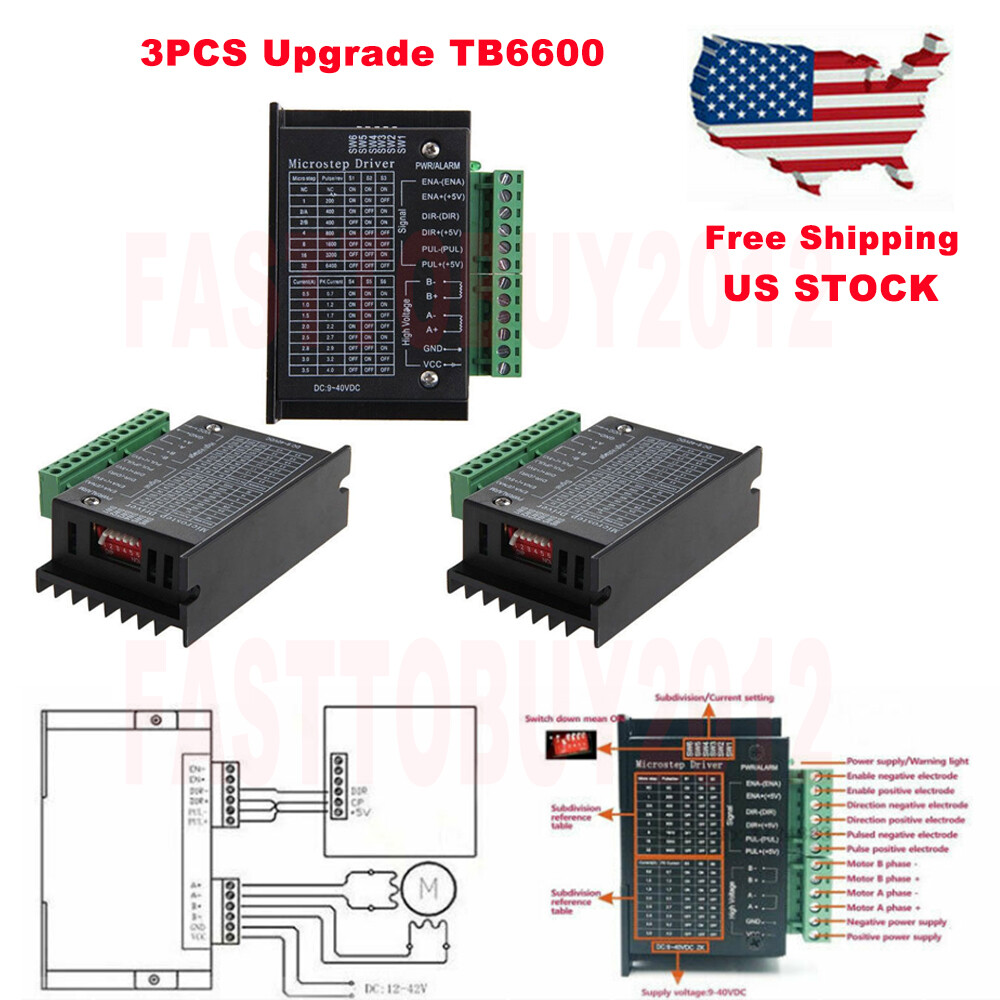 3pcs CNC Single Axis TB6600 Stepper Motor Driver Controller 4A MicroStep 9-42VDC