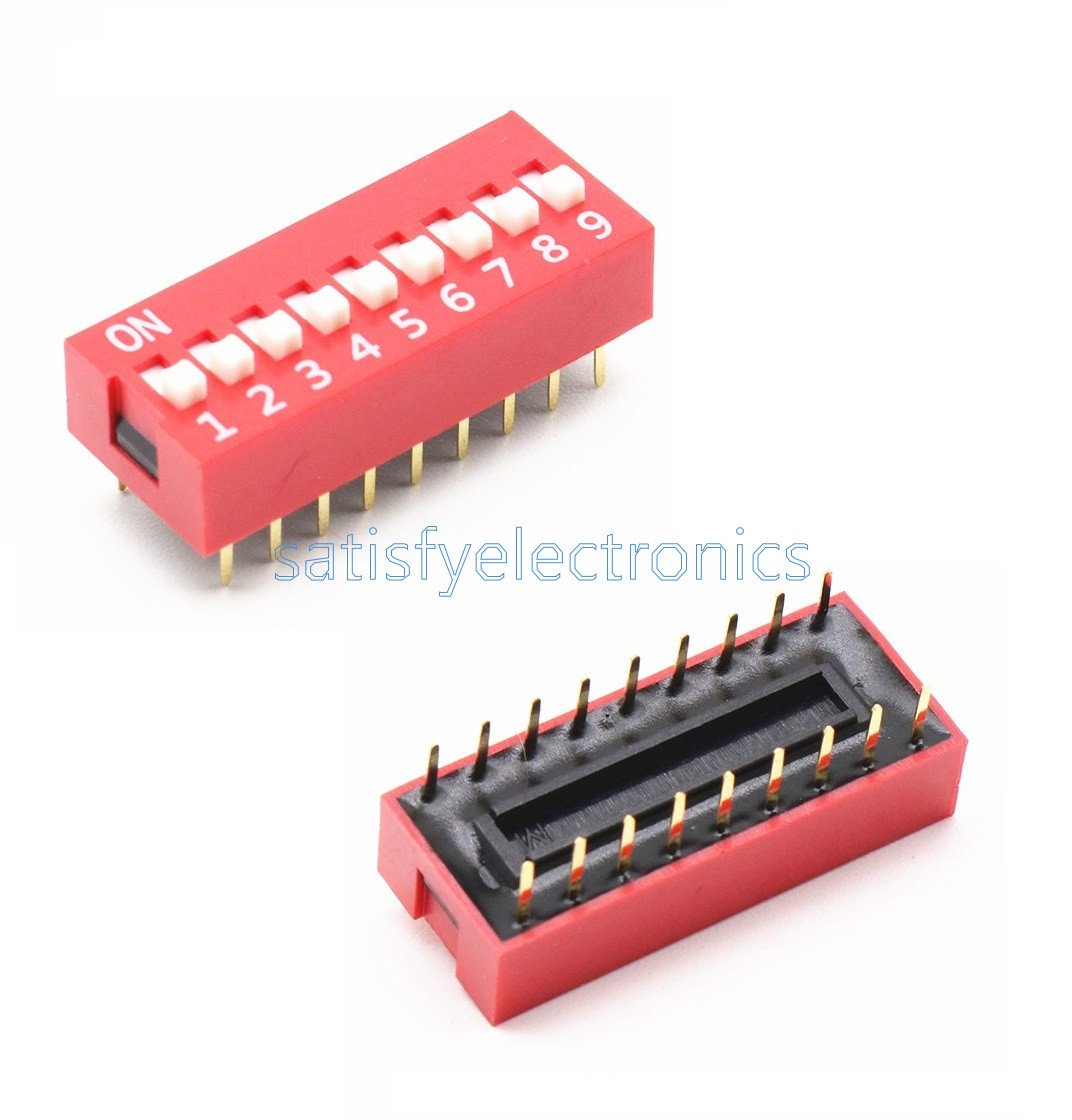 5 PCS Slide Type Switch Module 2.54mm 9-Bit 9 Position Way DIP Red Pitch new