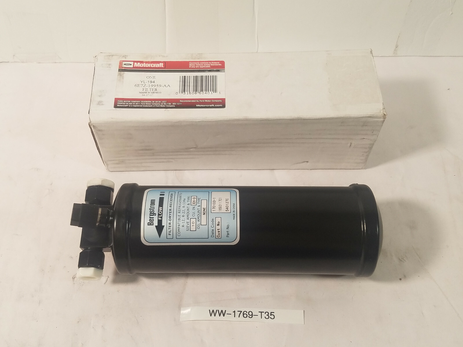 New A/C Receiver Drier / Desiccant Element Filter Motorcraft YL-194