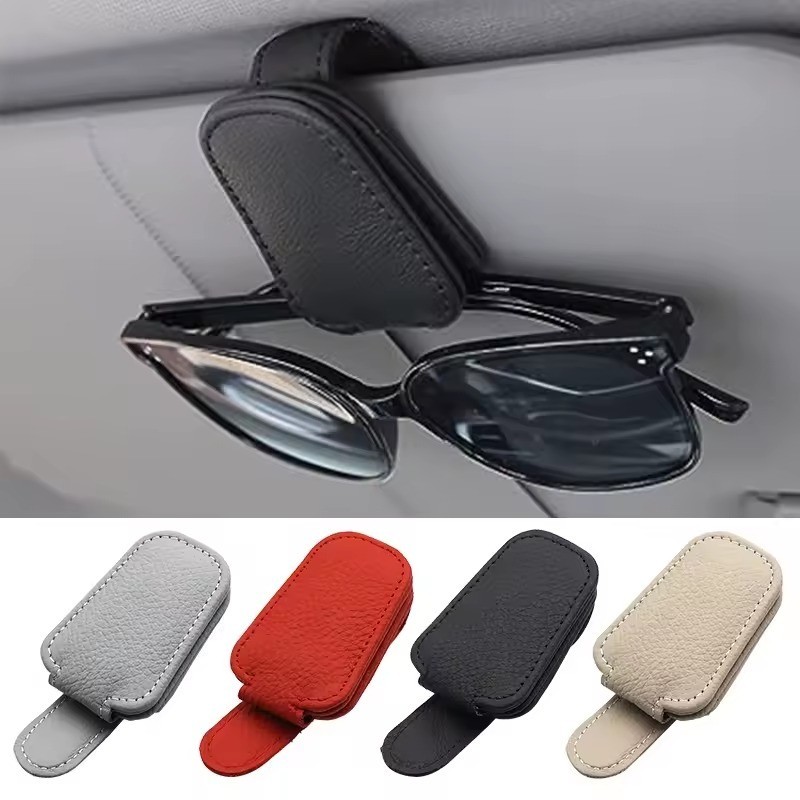 Magnetic Leather Sunglasses Holder for Car Sun Visor Eyeglass Hanger Clip USA