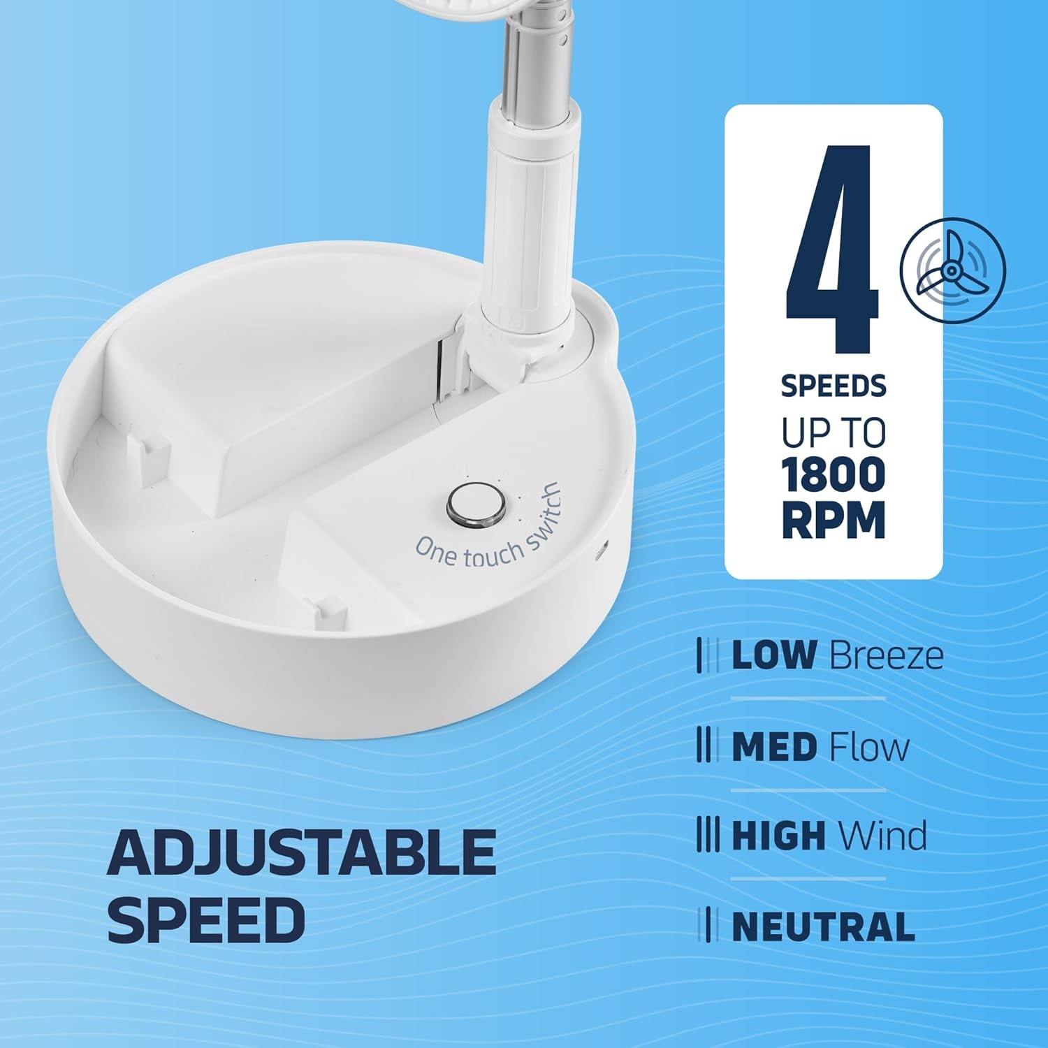 8" Foldable Fan, Oscillating 4 Speed Portable Fan Adjustable Height