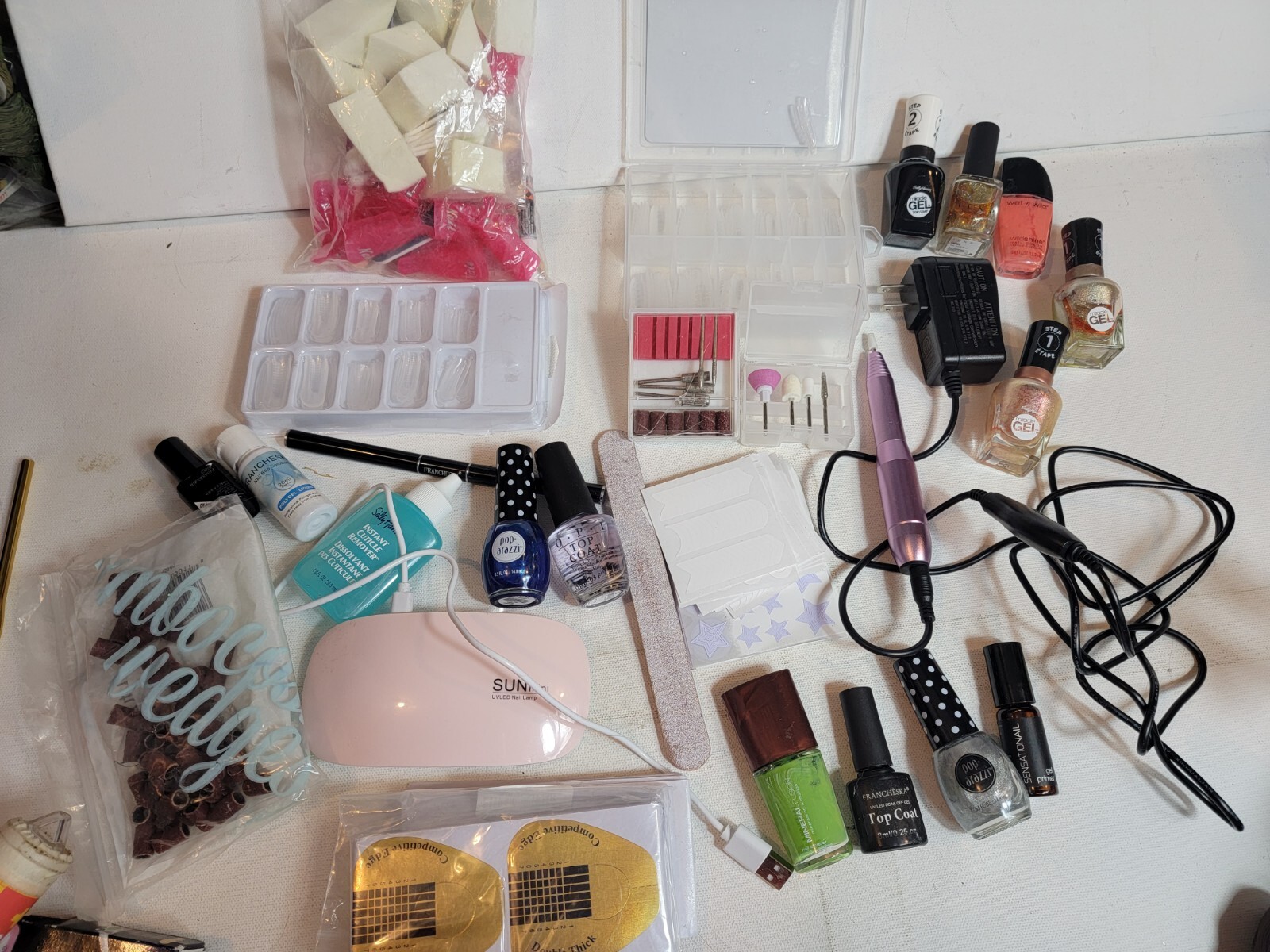 Large Lot Of Nail Care Kit Drill UV Light Manicure Nails Polish Thick Form