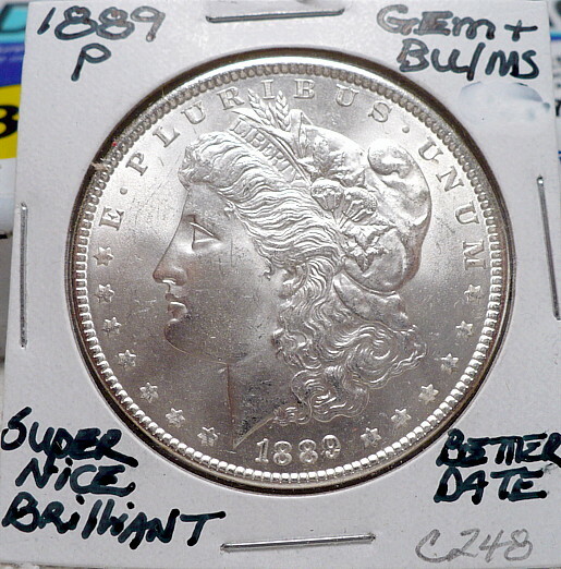 1889-P MORGAN SILVER DOLLAR GEM+ BU/MS, BETTER DATE NICE+, WHITE+, SHARP X C248