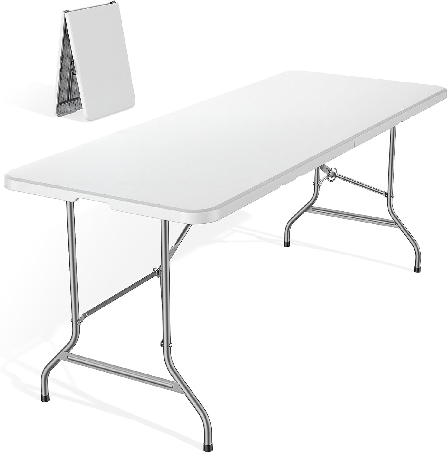6 FT Folding Picnic Table Simple to Fold and Keep, 3.8 FT Foldable Table for