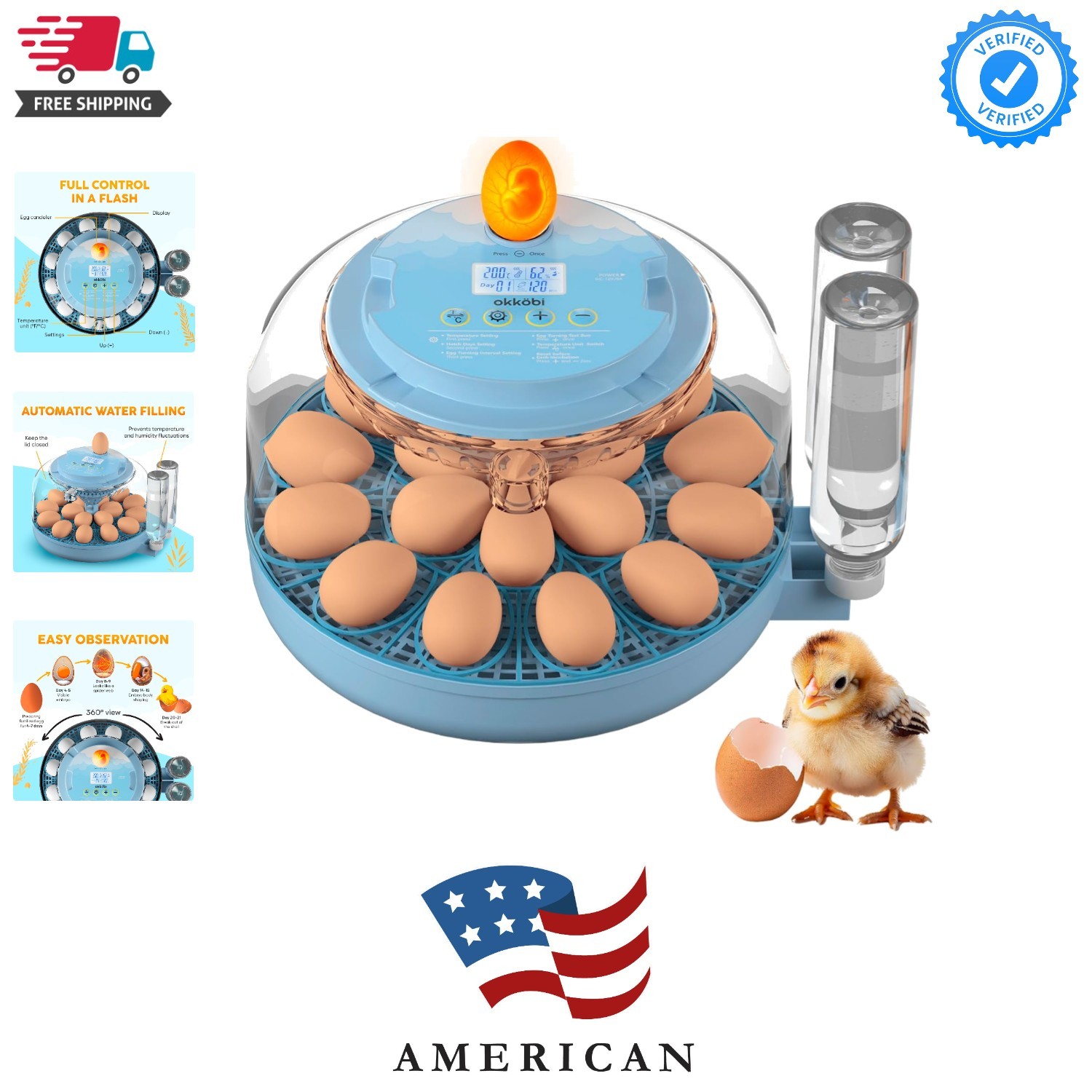 18 Egg Incubator with Automatic Egg Turning and Humidity Control – Egg Incuba...