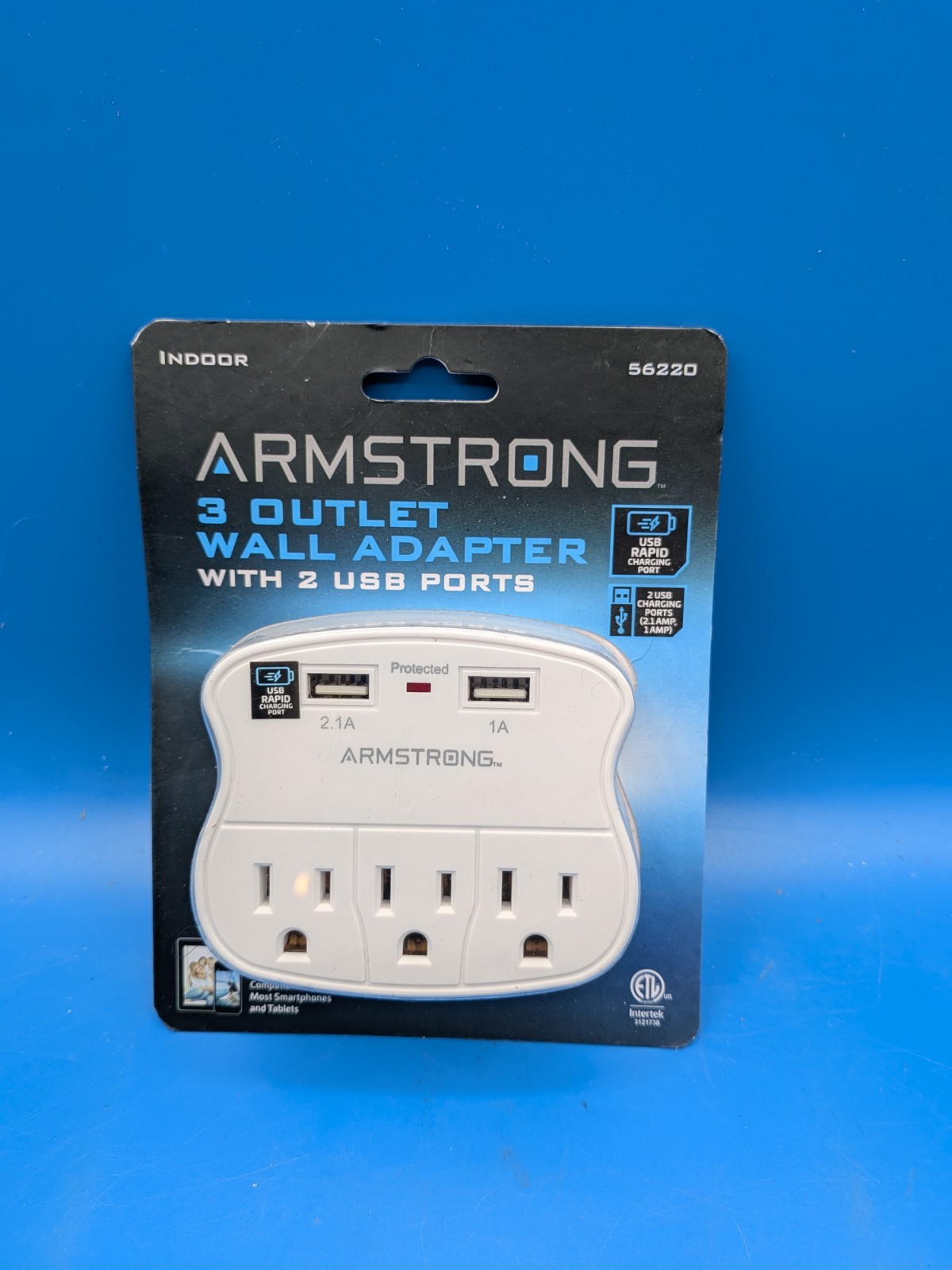 ARMSTRONG 3 Outlet 2 USB Rapid Charging Wall Adapter