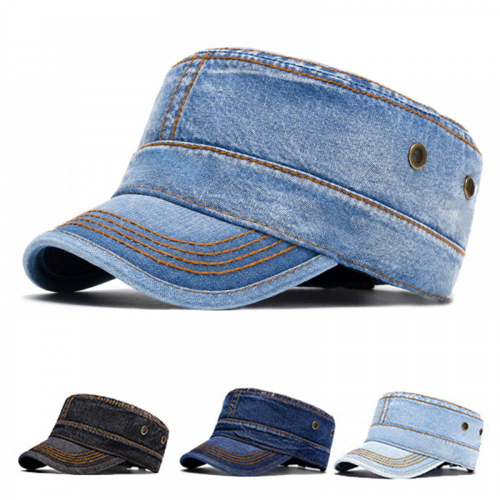 Men Denim Flat Military Army Cadet Hat Adjustable Baseball Trucker Newsboy Cap