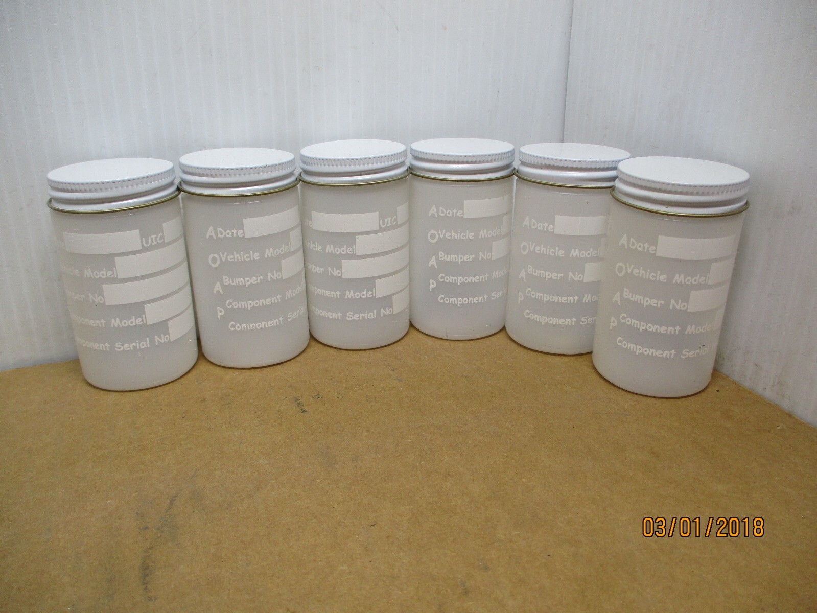 SAMPLE BOTTLES PLASTIC METAL SREW TOP  QTY-6