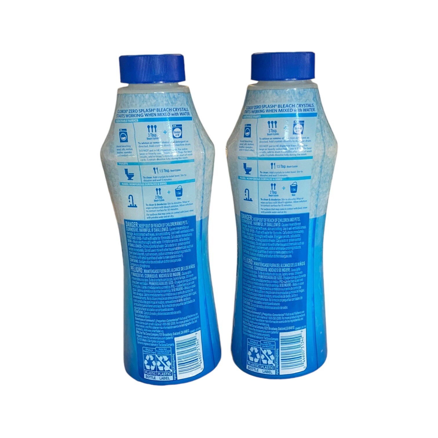NEW 2 CLOROX BLEACH CRYSTALS ZERO SPLASH 24 oz. EACH *AS PICTURED (Fading)